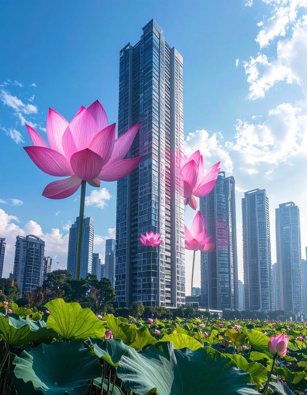 Surrealist Floating Lotus Murals on Buildings - 20 Flower Murals on Buildings to Brighten Urban Landscapes
