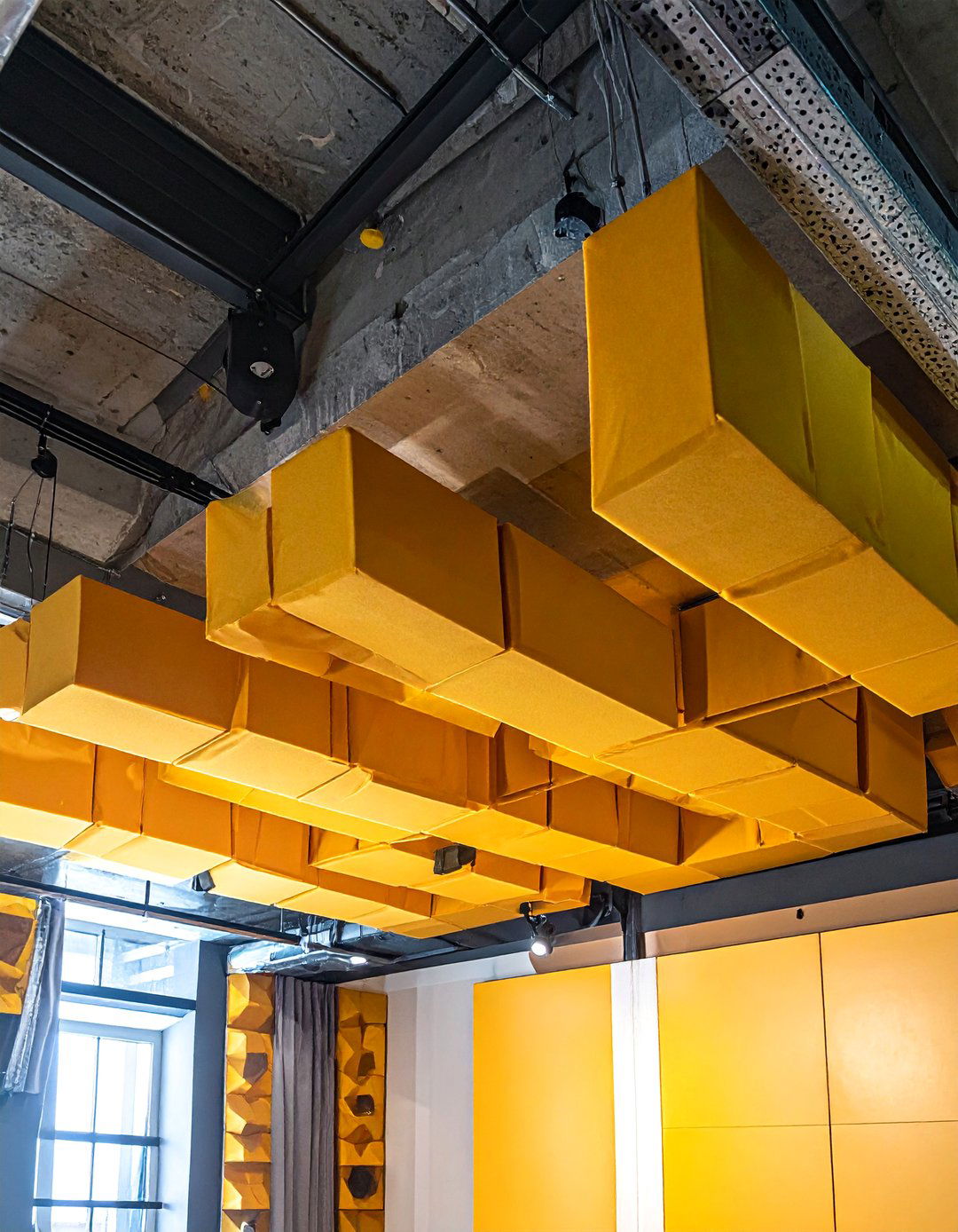 Suspended Acoustic Panels - 25 Exposed Basement Ceiling Ideas for Industrial Style