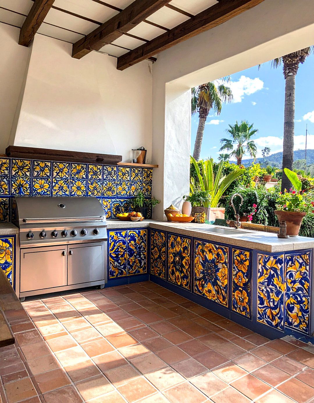 Talavera Tile Backsplash for a Mexican Outdoor Kitchen - 20 Mexican Outdoor Kitchen Ideas for Entertaining