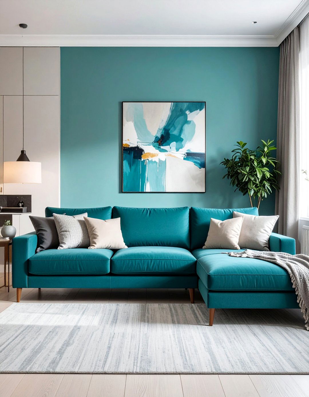 Teal Living Room with a Comfortable Sectional Sofa - 25 Stylish Teal Living Room Decor Ideas