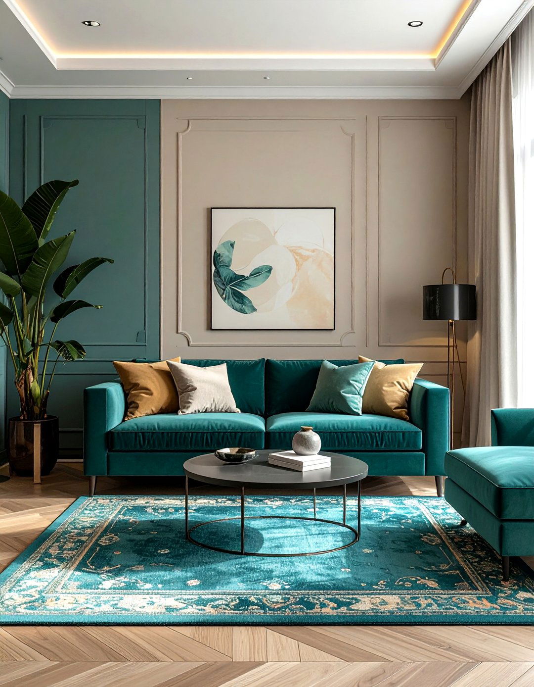 Teal Living Room with a Soothing Cream Palette - 25 Stylish Teal Living Room Decor Ideas