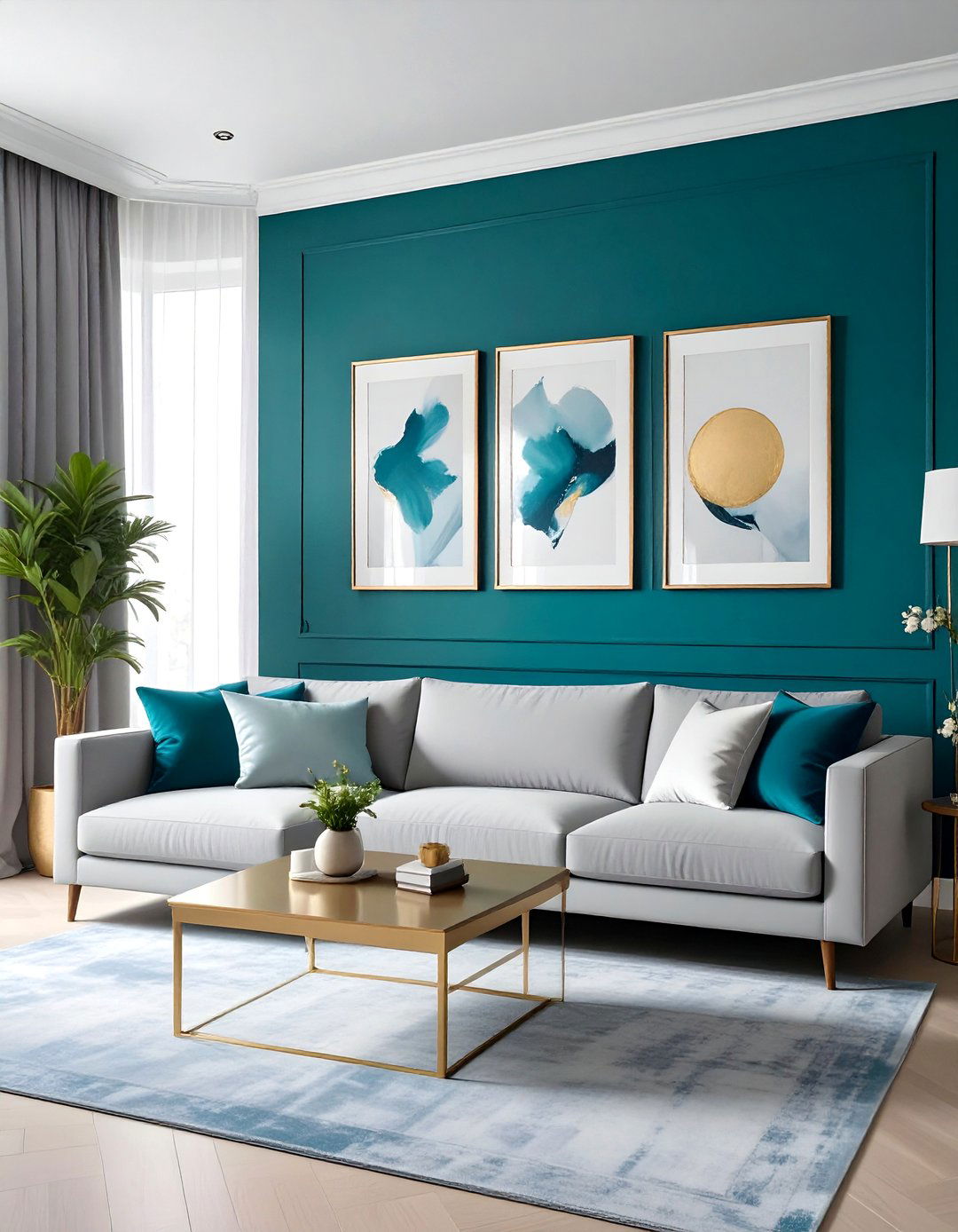 Teal Living Room with a Statement Accent Wall - 25 Stylish Teal Living Room Decor Ideas