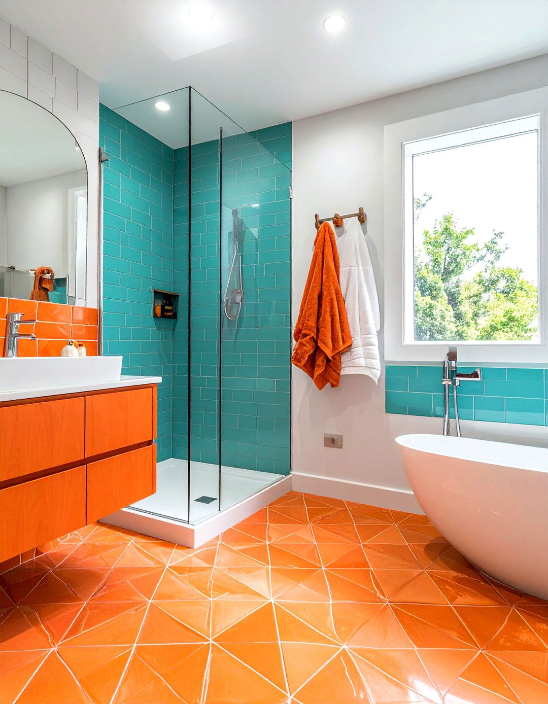 Teal and Orange Bathroom Tiles - 20 Teal and Orange Color Scheme Ideas for Your Rooms