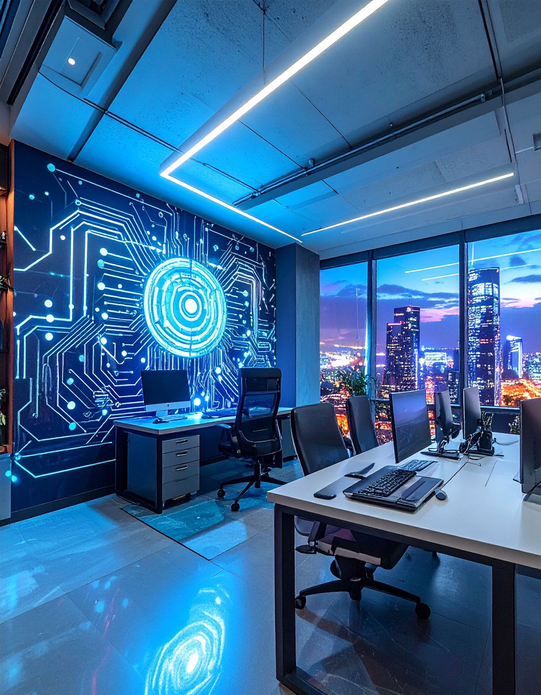 Technology and Digital Art - 25 Office Wall Murals to Inspire Productivity and Creativity