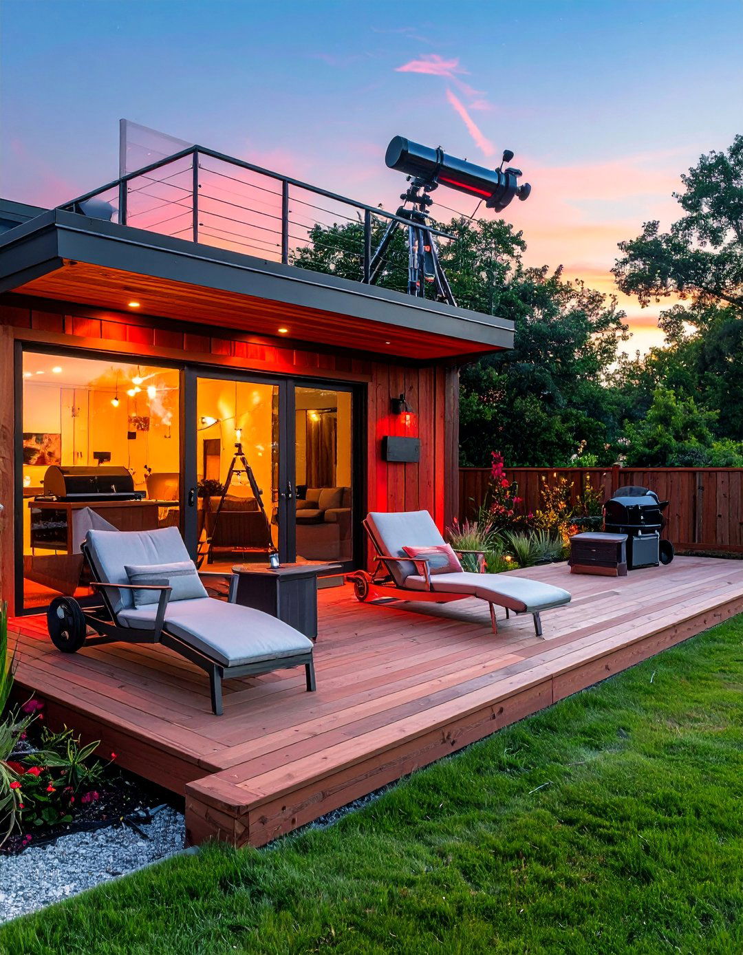 Telescope Deck with Stargazing Patio - 30 Deck and Patio Combination Ideas for Outdoor Living