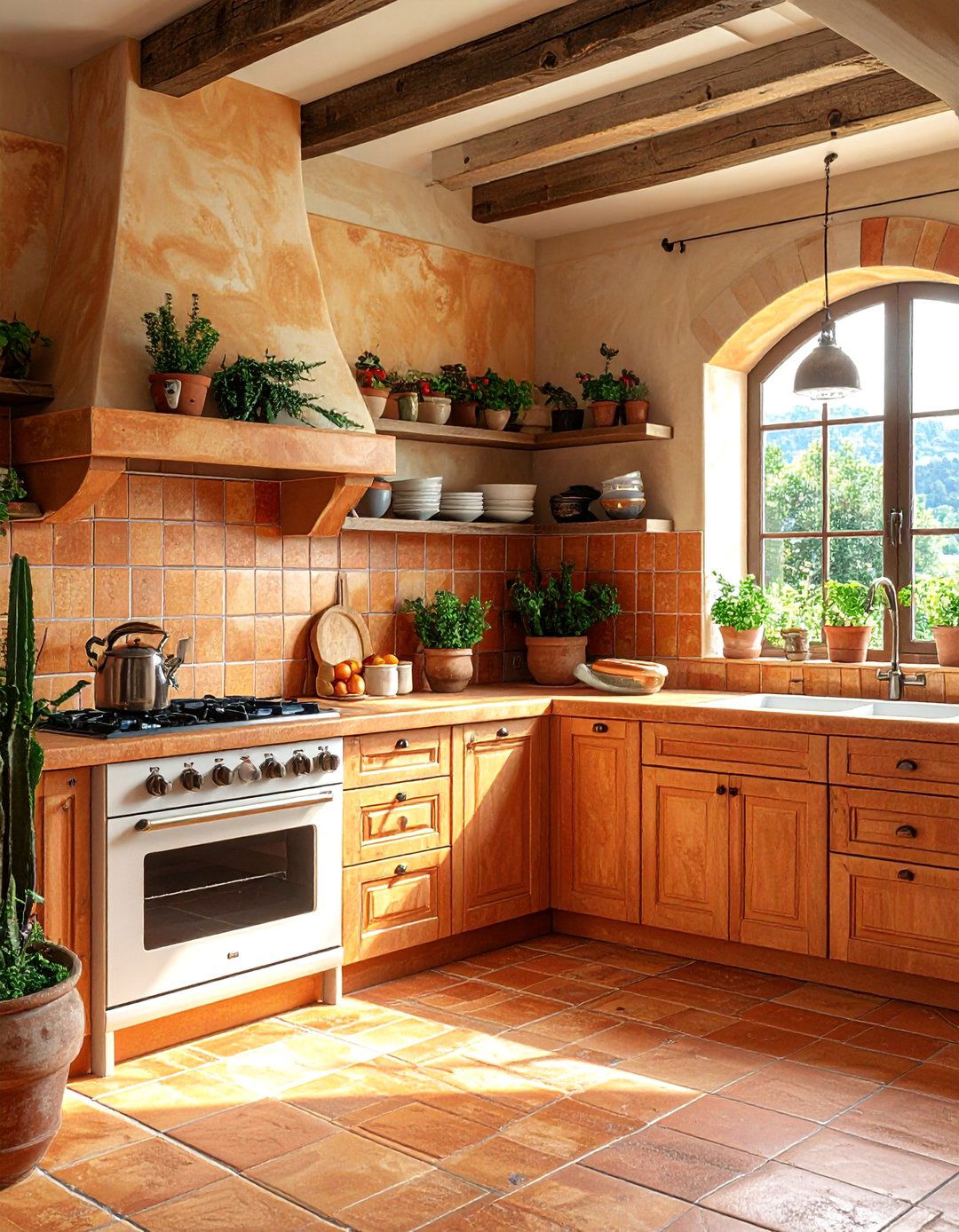 Terra Cotta Warm Earth Tones - 40 Kitchen Backsplash Ideas for White Cabinets
