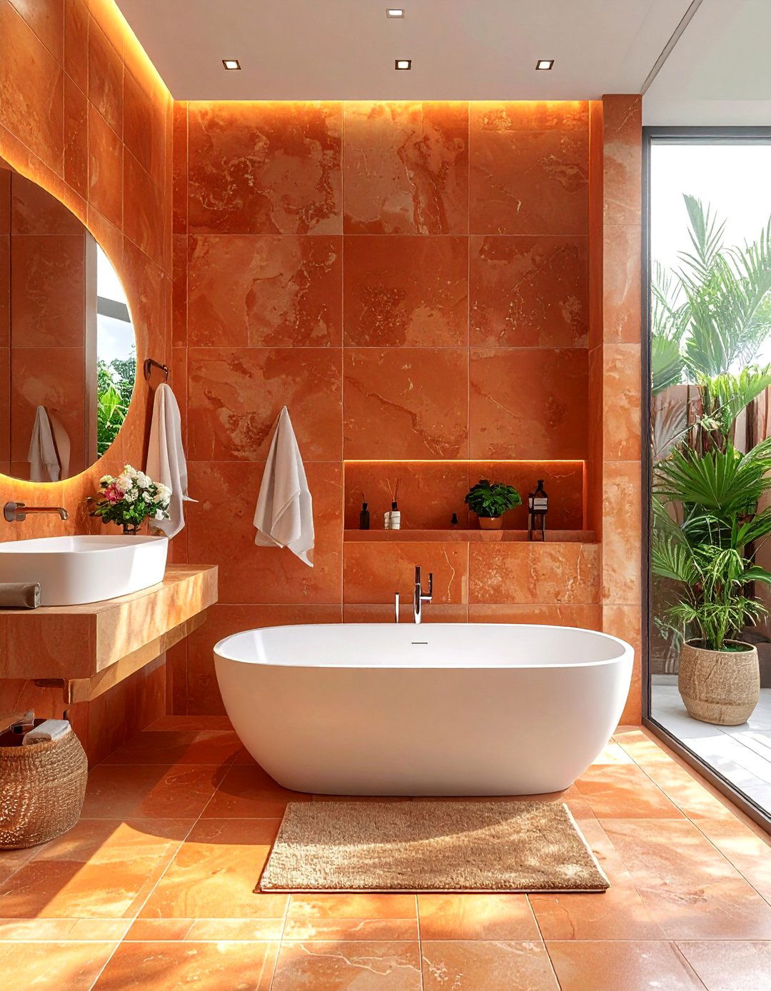 Terracotta Bathroom Tiles - 30 Terracotta Home Decor Ideas for a Warm Look