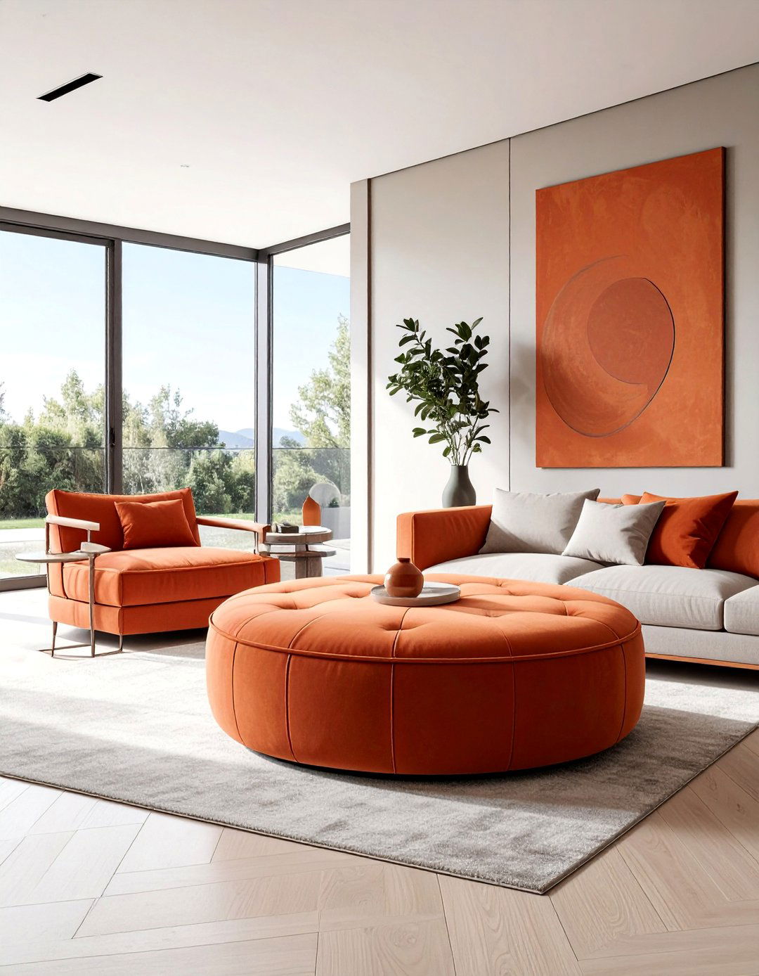Terracotta Living Room Ottomans - 30 Terracotta Home Decor Ideas for a Warm Look