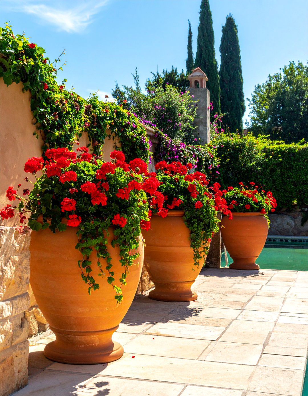 Terracotta Urn Pool Planters - 30 Pool Planter Ideas for a Lush Backyard Oasis