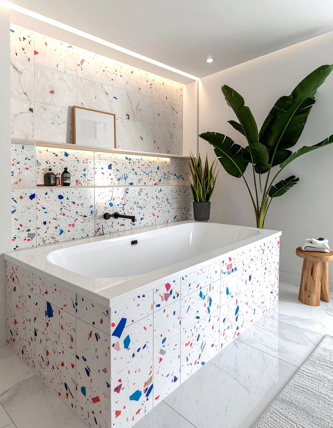 Terrazzo Style Bathtub Tiles - 40 Bathtub Tile Ideas for a Stunning Bathroom