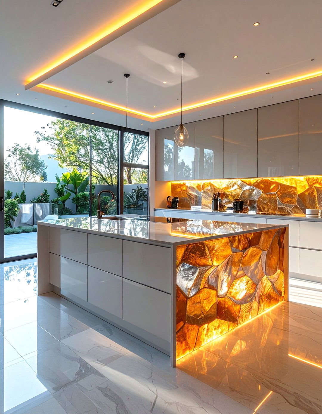 Textured Mirror Glass Backsplash - 30 Mirrored Backsplash Kitchen Ideas for a Sleek Look