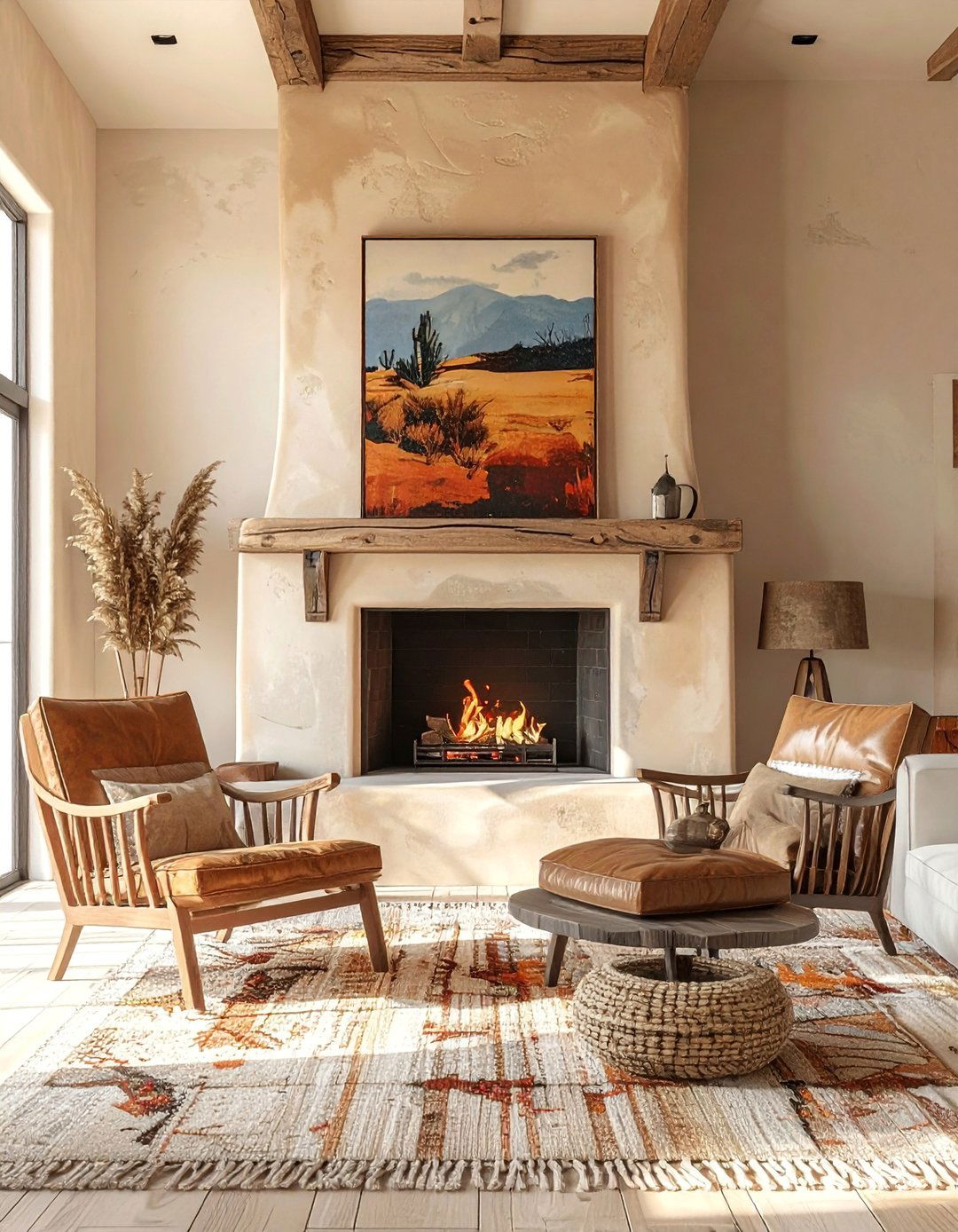 Textured Stucco Southwest Style Fireplace
