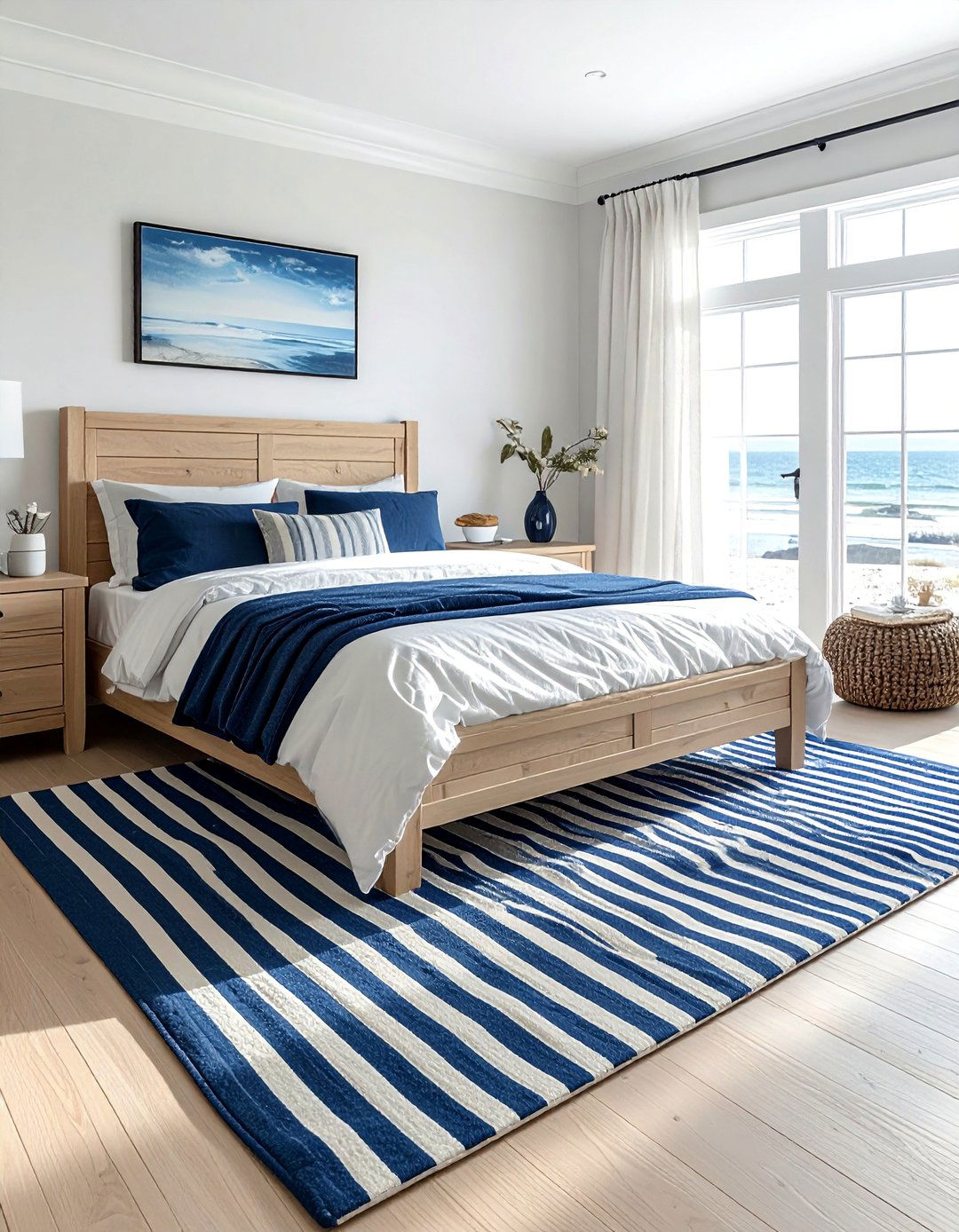The Coastal Inspired Striped Bedroom Rug - 30 Bedroom Rug Ideas to Transform Your Space