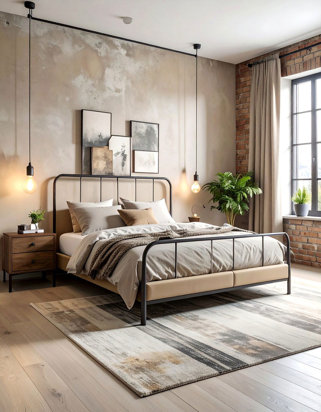 The Industrial Chic Beige Bedroom - 30 Beige Bedroom Ideas for a Serene Retreat