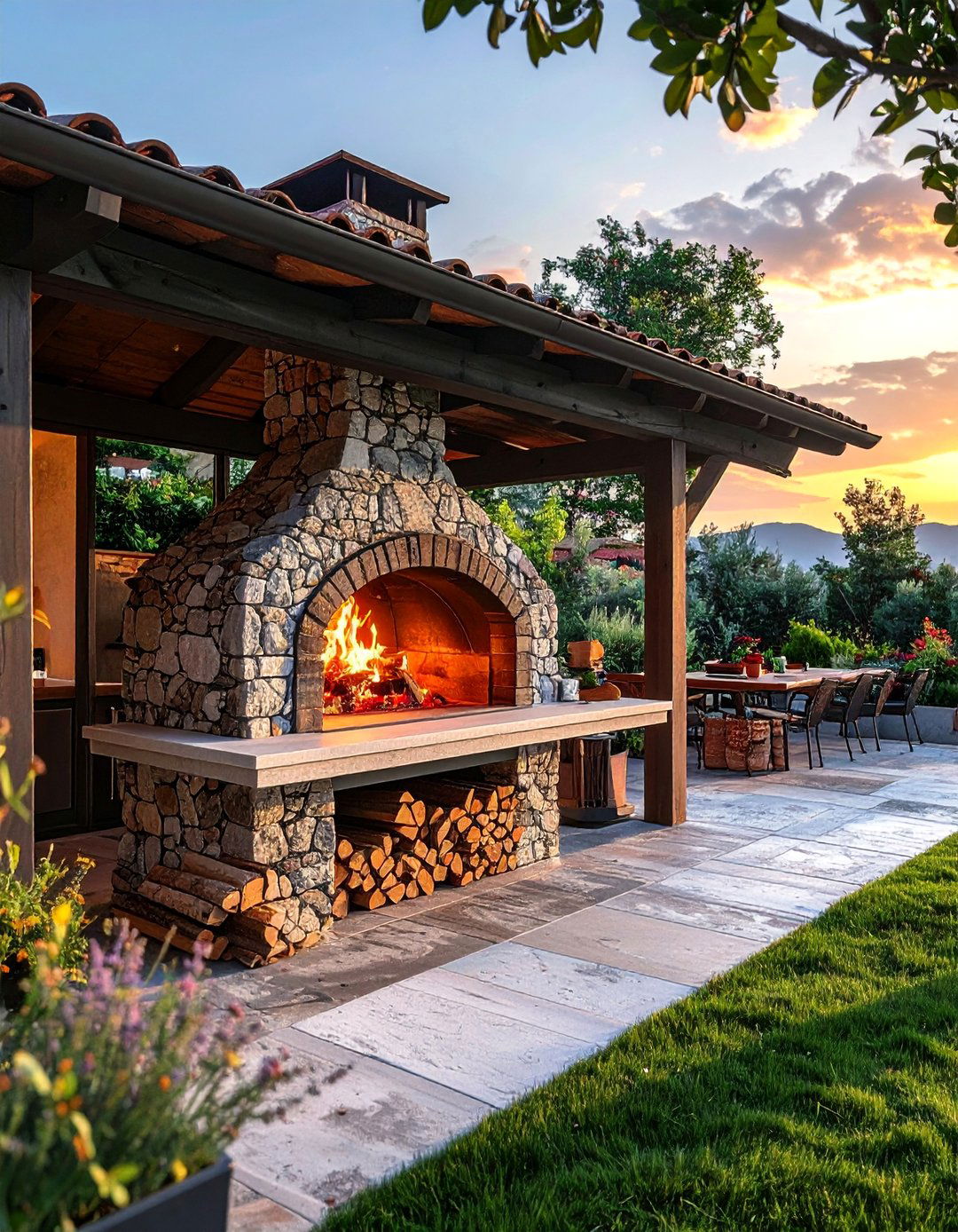 The Italian Patio with a Stone Pizza Oven - 20 Italian Patio Ideas for a Mediterranean Outdoor Oasis