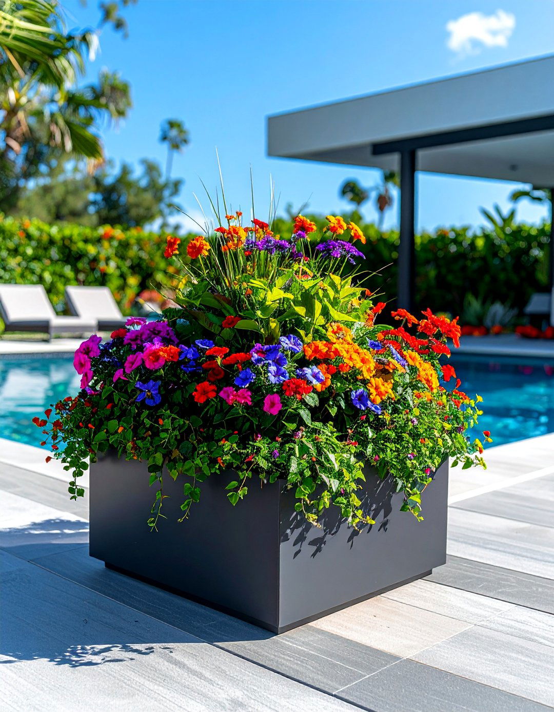Tiered Corner Pool Planters - 30 Pool Planter Ideas for a Lush Backyard Oasis