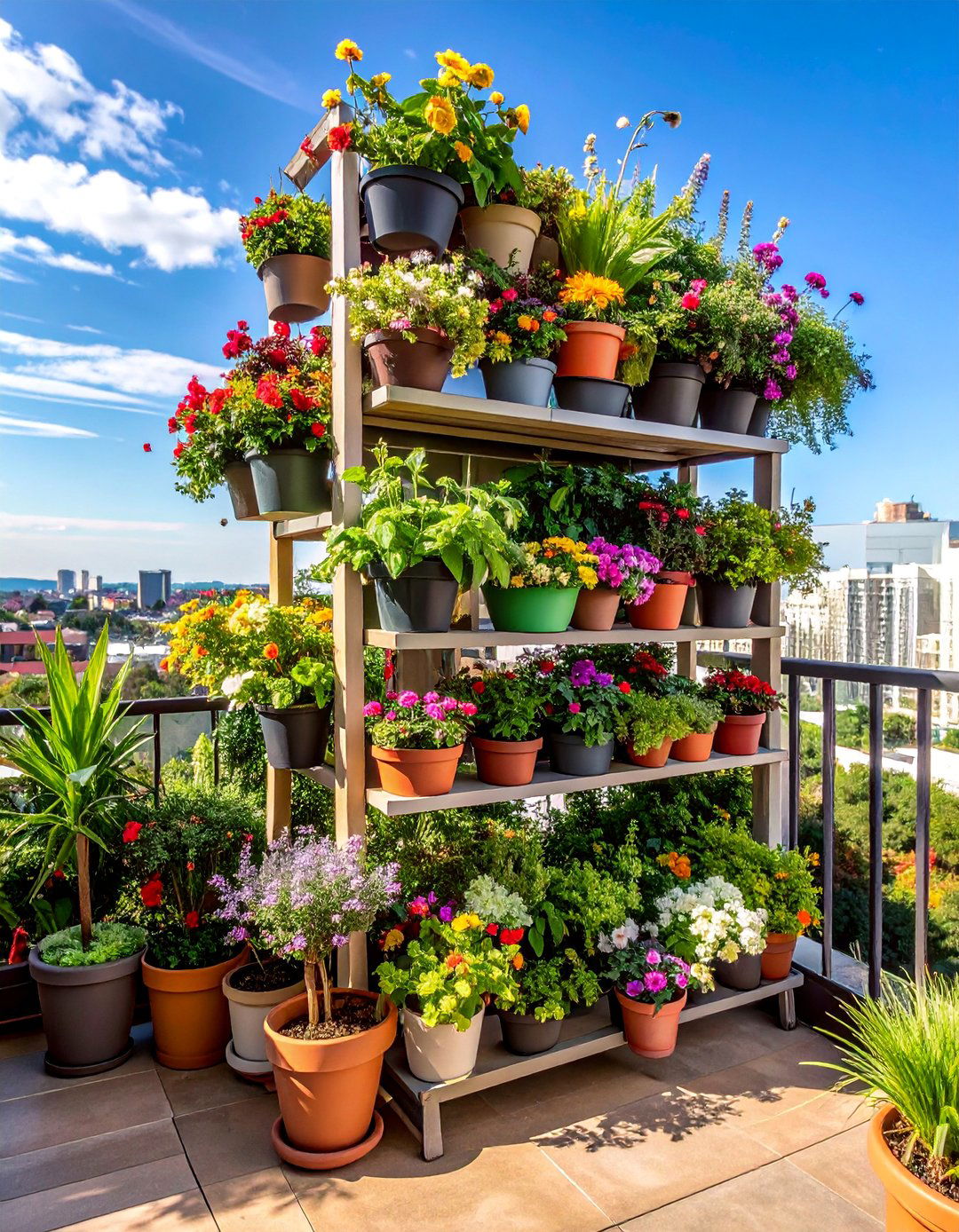 Tiered Plant Display System - 20 Second Story Balcony Ideas for Stunning Views