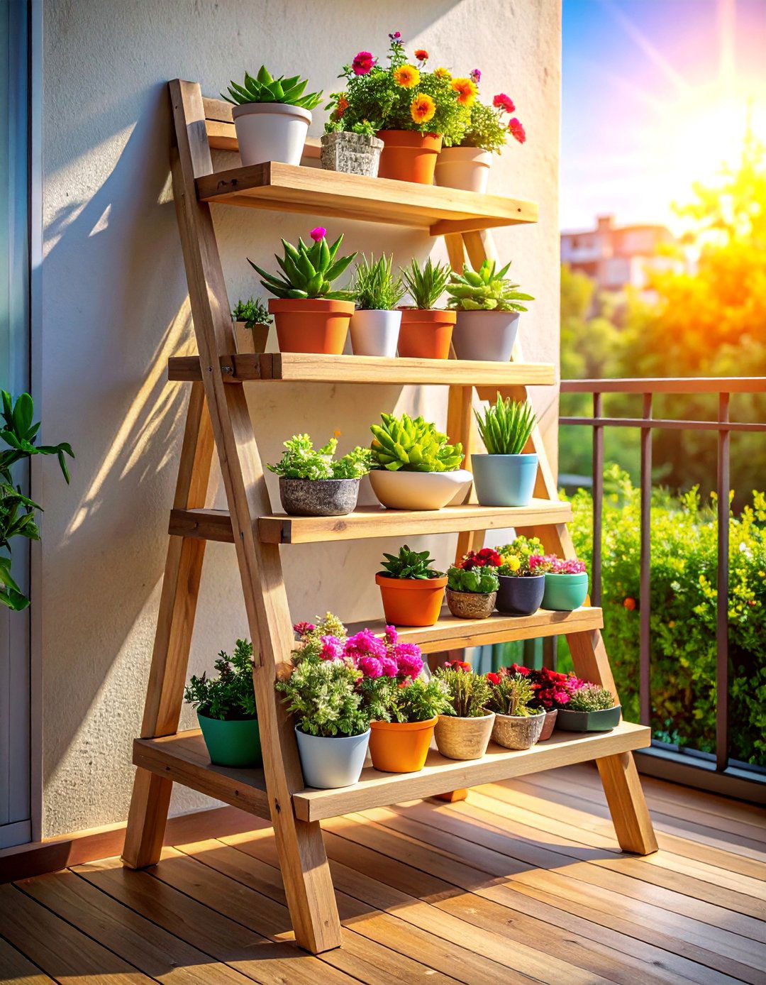 Tiered Shelving Unit Balcony Garden - 40 Creative Balcony Garden Ideas for Small Spaces