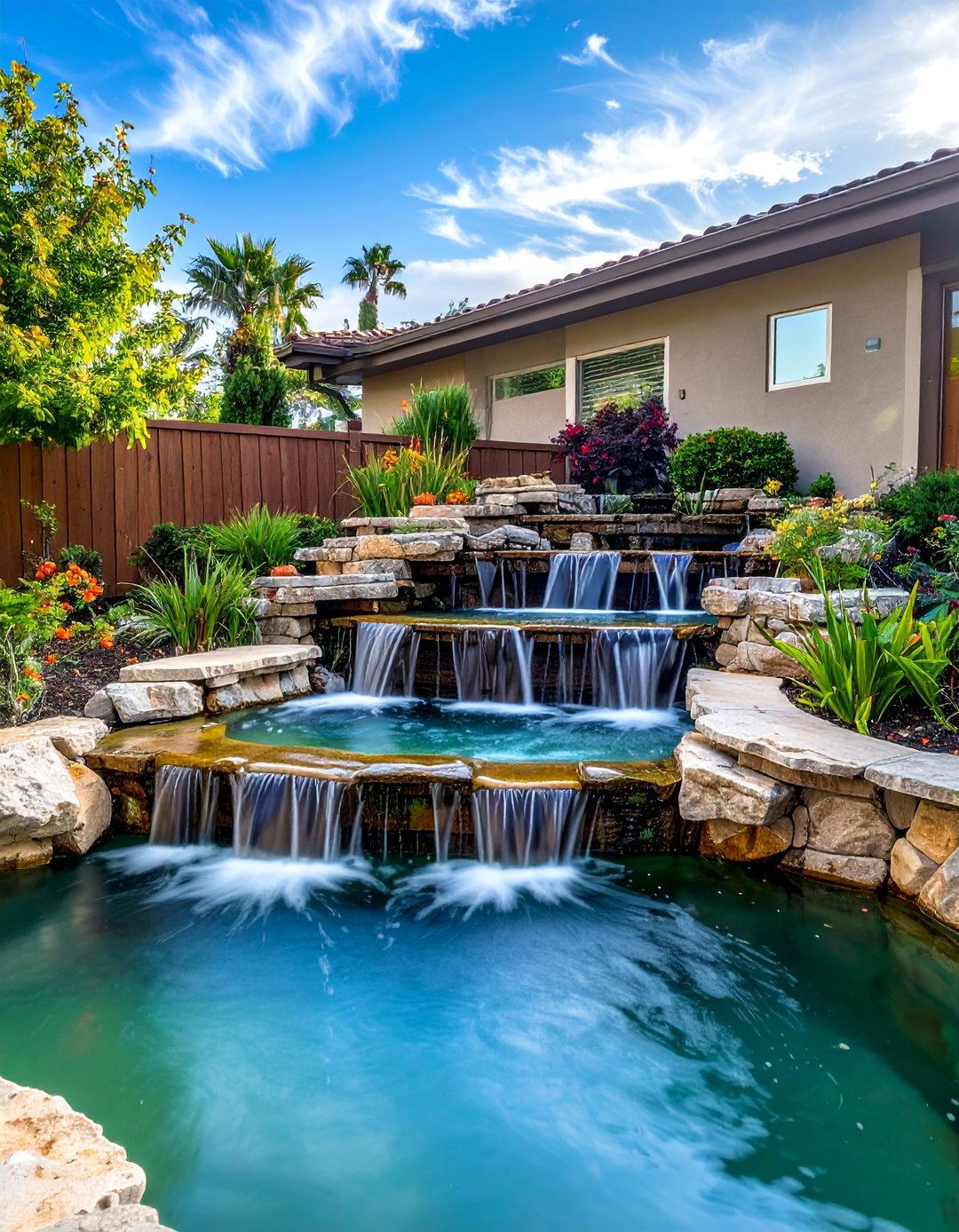 Tiered Waterfall Duck Pond - 15 Creative Duck Pond Ideas for Your Backyard
