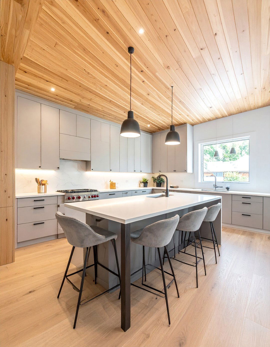 Tongue and Groove Wood Ceiling Kitchen for a Seamless Look - 15 Wood Ceiling Kitchen Ideas for a Cozy Ambiance