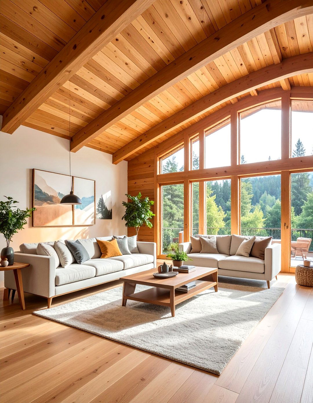 Tongue and Groove Wood Planking on a Living Room Vaulted Ceiling - 25 Living Room Vaulted Ceiling Ideas for Spacious Charm