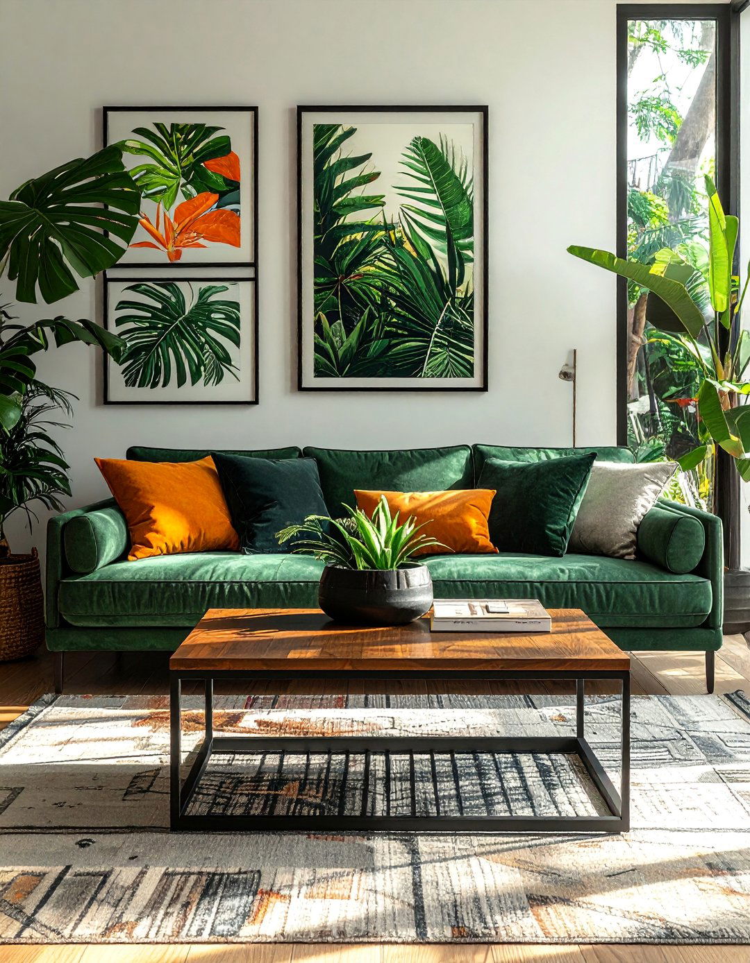 Touches of Black for Modern Contrast - 25 Tropical Living Room Ideas for a Relaxing Vibe