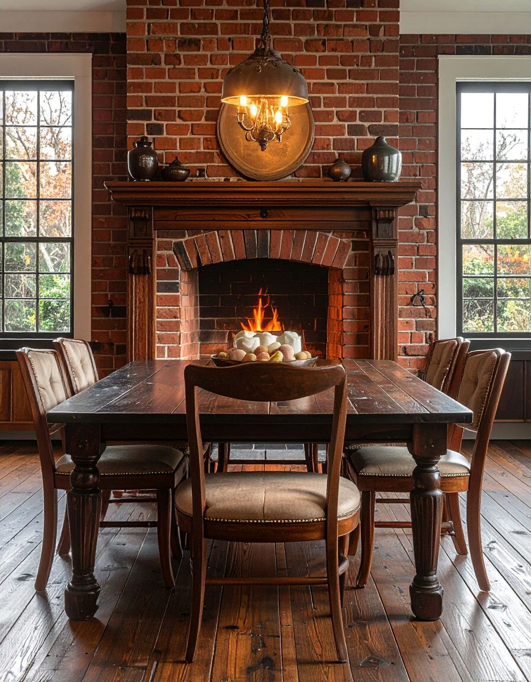 Traditional Brick Fireplace Dining Rooms - 30 Dining Rooms With Fireplaces for Cozy Meals