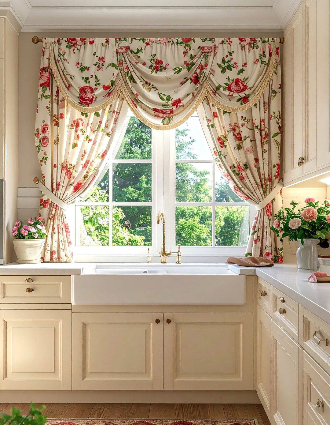 Traditional Floral Swag Kitchen Valance - 20 Kitchen Valance Ideas for a Stylish and Functional Space