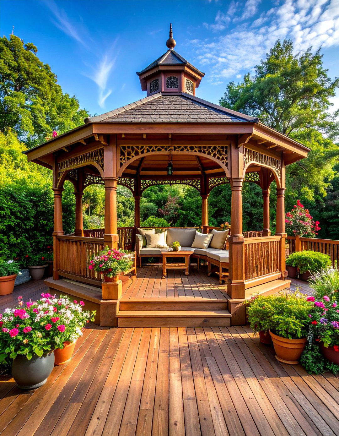 Traditional Gazebo Centerpiece - 30 Patio Deck Ideas to Elevate Your Outdoor Living