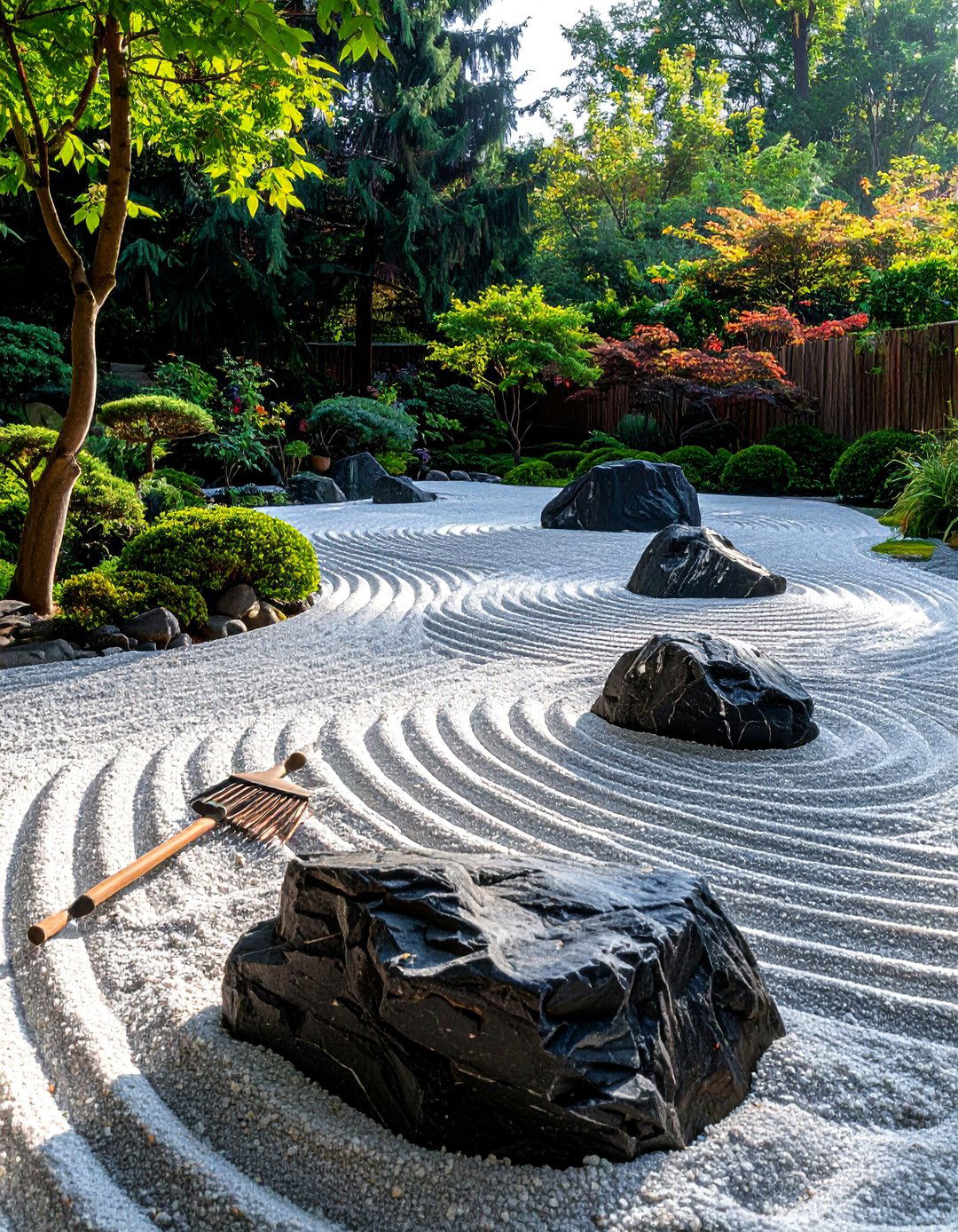 Traditional Raked Gravel Meditation Garden - 25 Zen Garden Ideas for a Peaceful Backyard Retreat