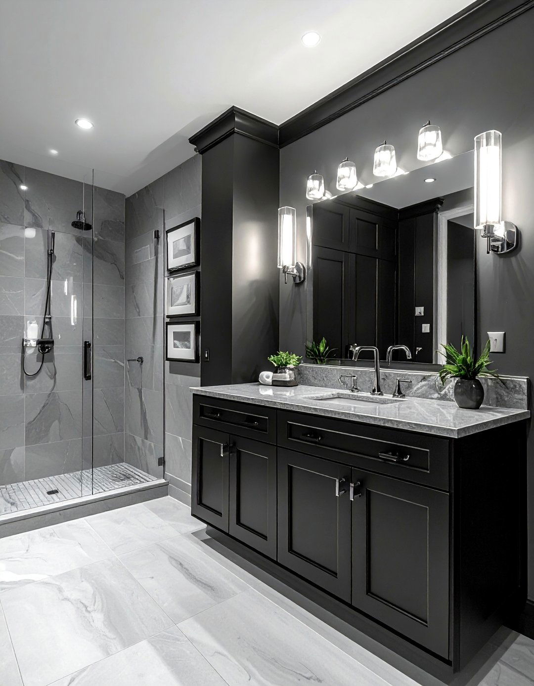 Transitional Bathroom With Black Cabinets - 25 Bathroom With Black Cabinets Ideas for a Bold Look