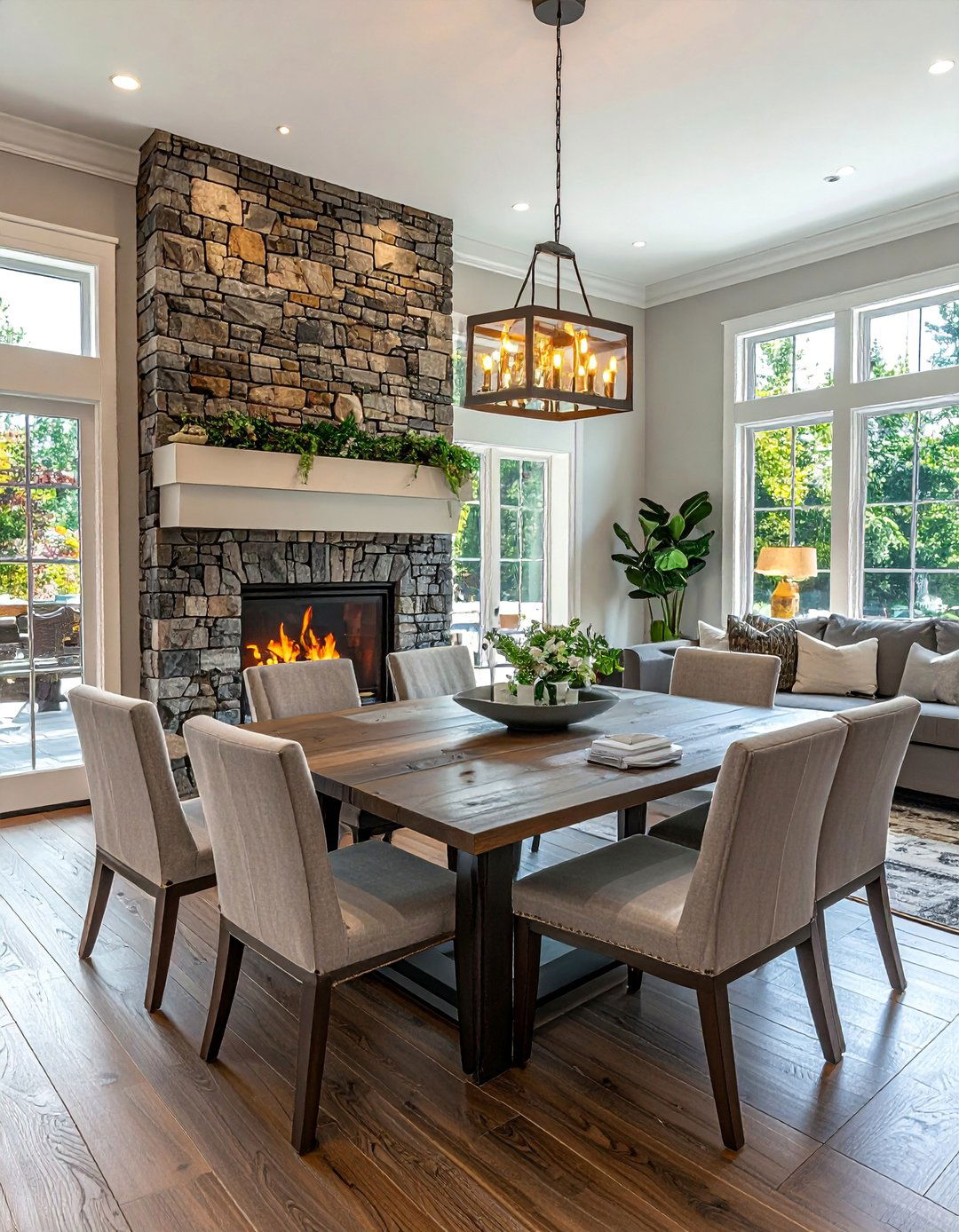 Transitional Style Fireplace Dining Areas - 30 Dining Rooms With Fireplaces for Cozy Meals