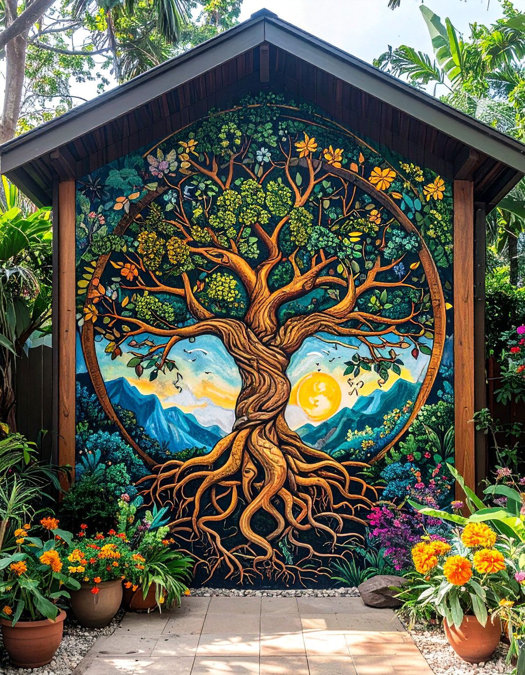 Tree of Life Garden Mural - 30 Garden Mural Ideas to Brighten Your Outdoor Space