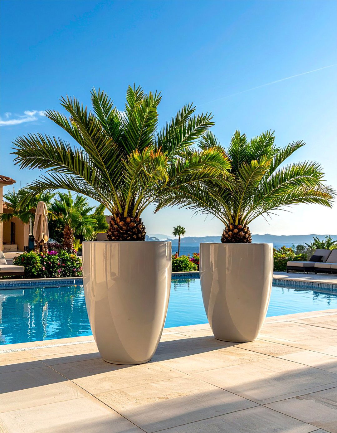 Tropical Palm Pool Planters - 30 Pool Planter Ideas for a Lush Backyard Oasis