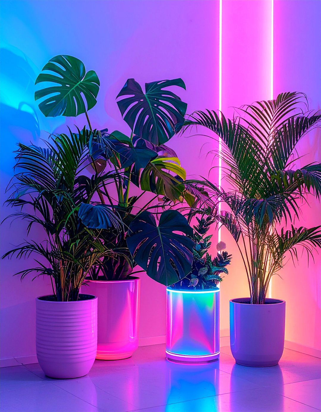 Tropical Plant Corner - 20 Vaporwave Room Ideas for a Retro-Futuristic Vibe