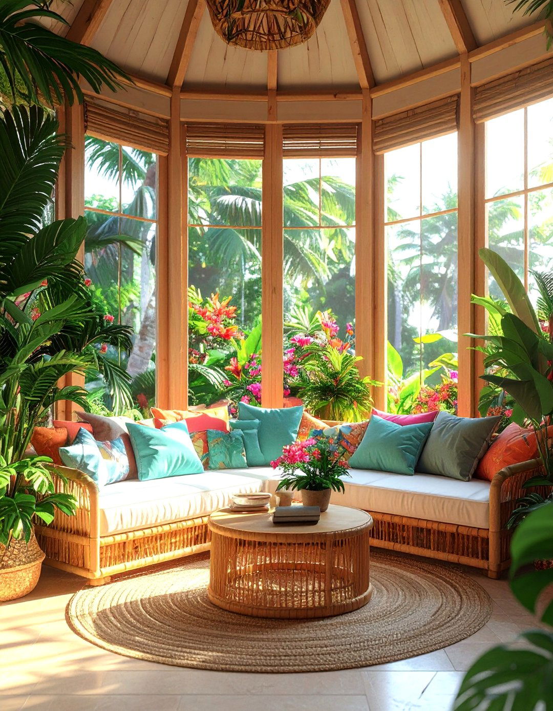 Tropical Theme Bay Window Paradise - 40 Bay Window Ideas to Brighten Your Home