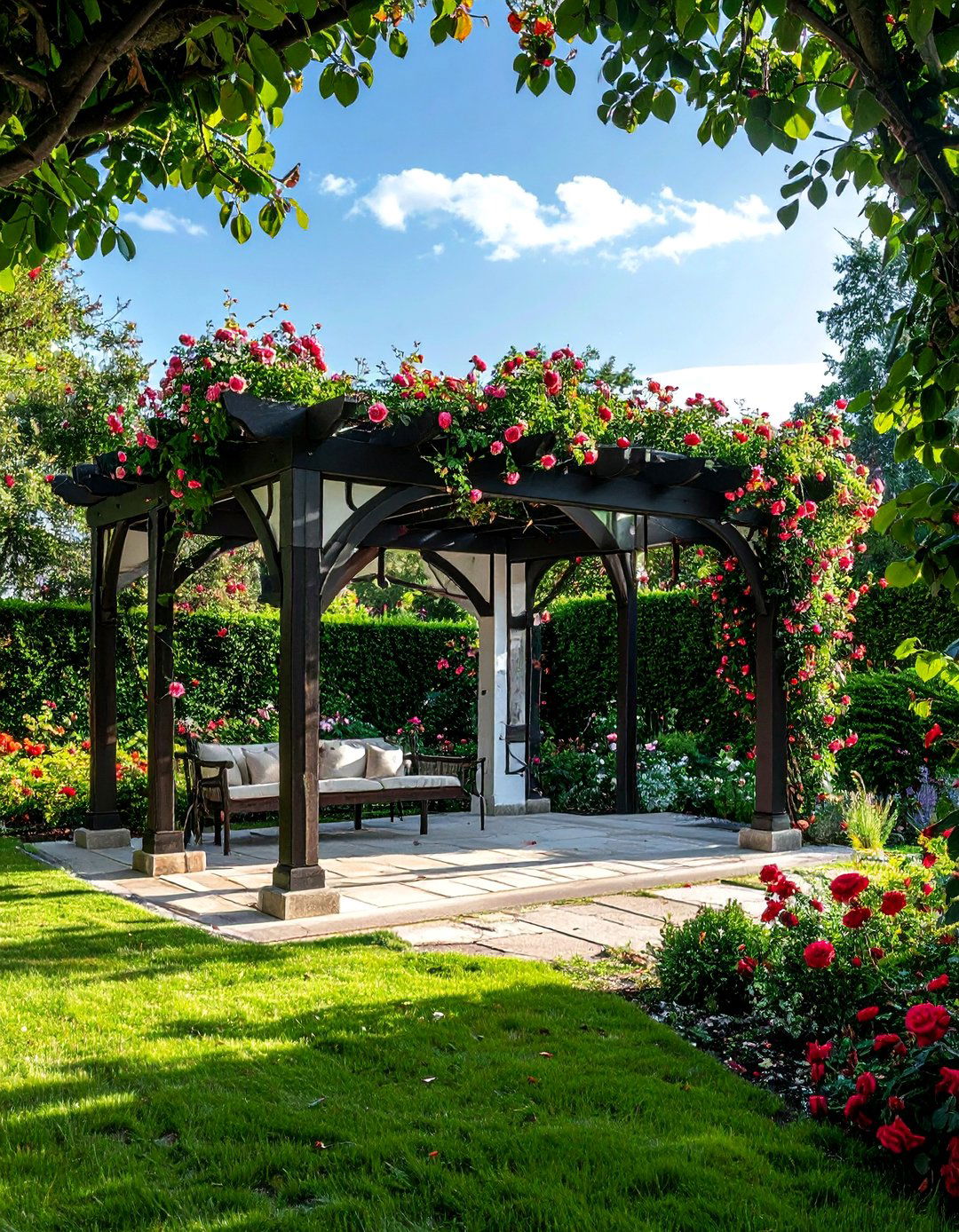 Tudor Revival Half Timber Framework - 40 Garden Arbor Ideas for a Charming Outdoor Retreat