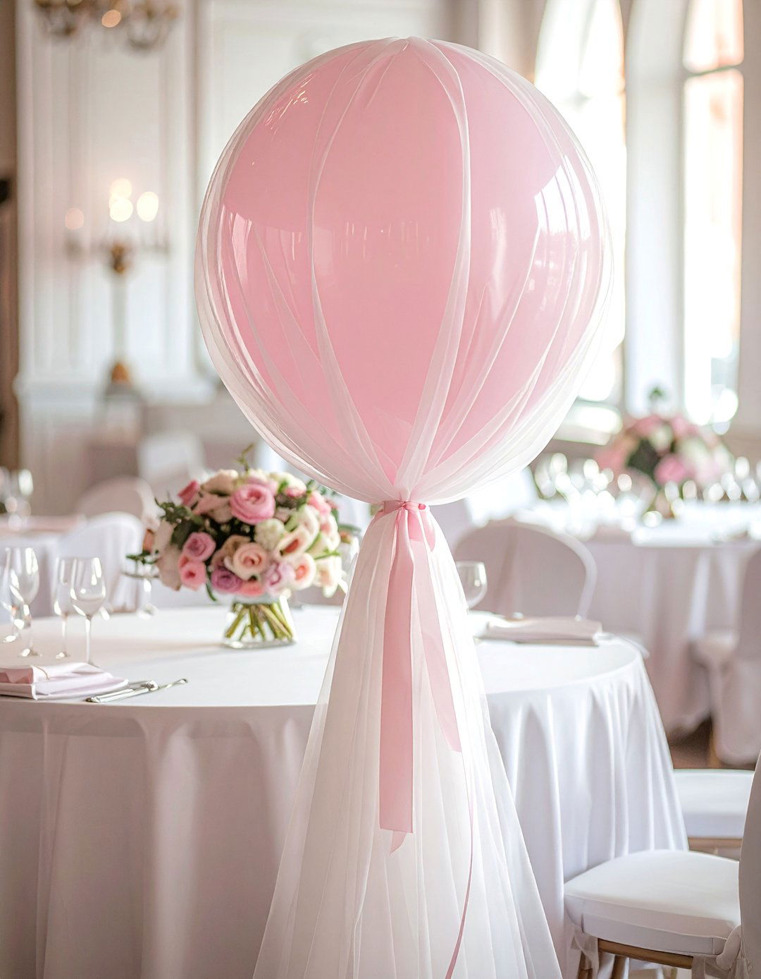 Tulle Wrapped Balloon Centerpiece - 25 Balloon Centerpiece Ideas for Any Celebration