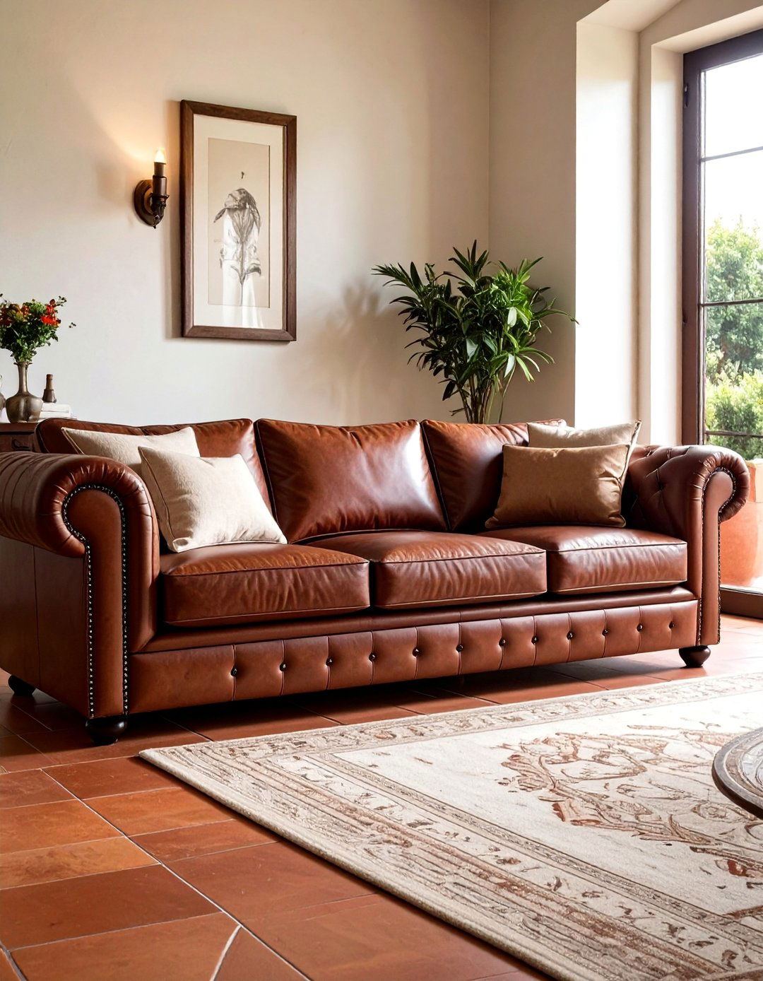 Tuscan Interior Design with Upholstered Leather Seating - 25 Elegant Tuscan Interior Design Ideas