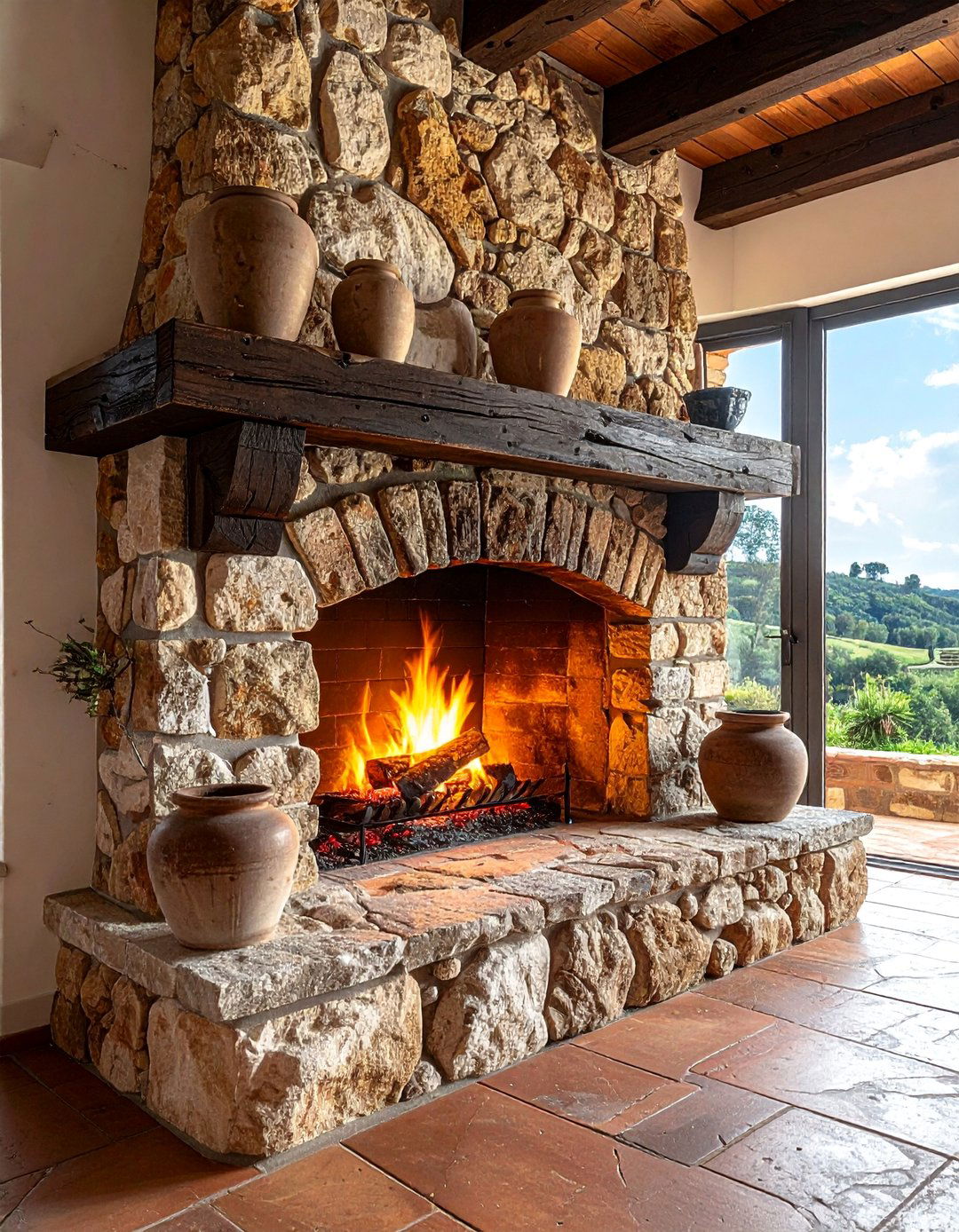 Tuscan Interior Design with a Stone Fireplace - 25 Elegant Tuscan Interior Design Ideas