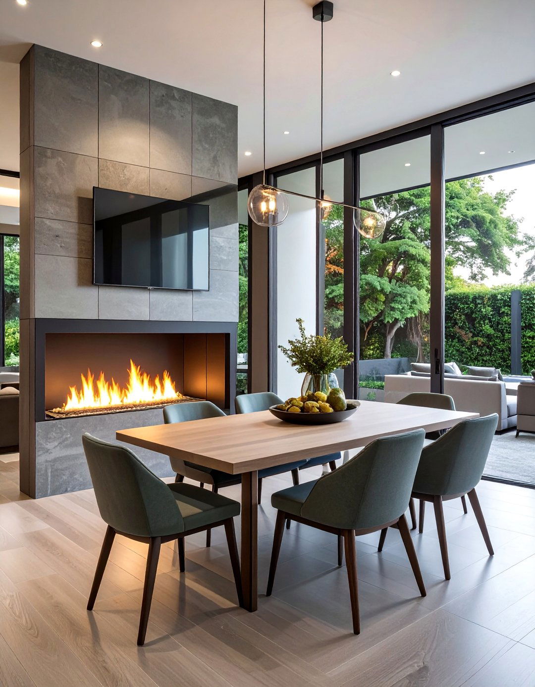 Two Sided Fireplace Dining Concepts - 30 Dining Rooms With Fireplaces for Cozy Meals