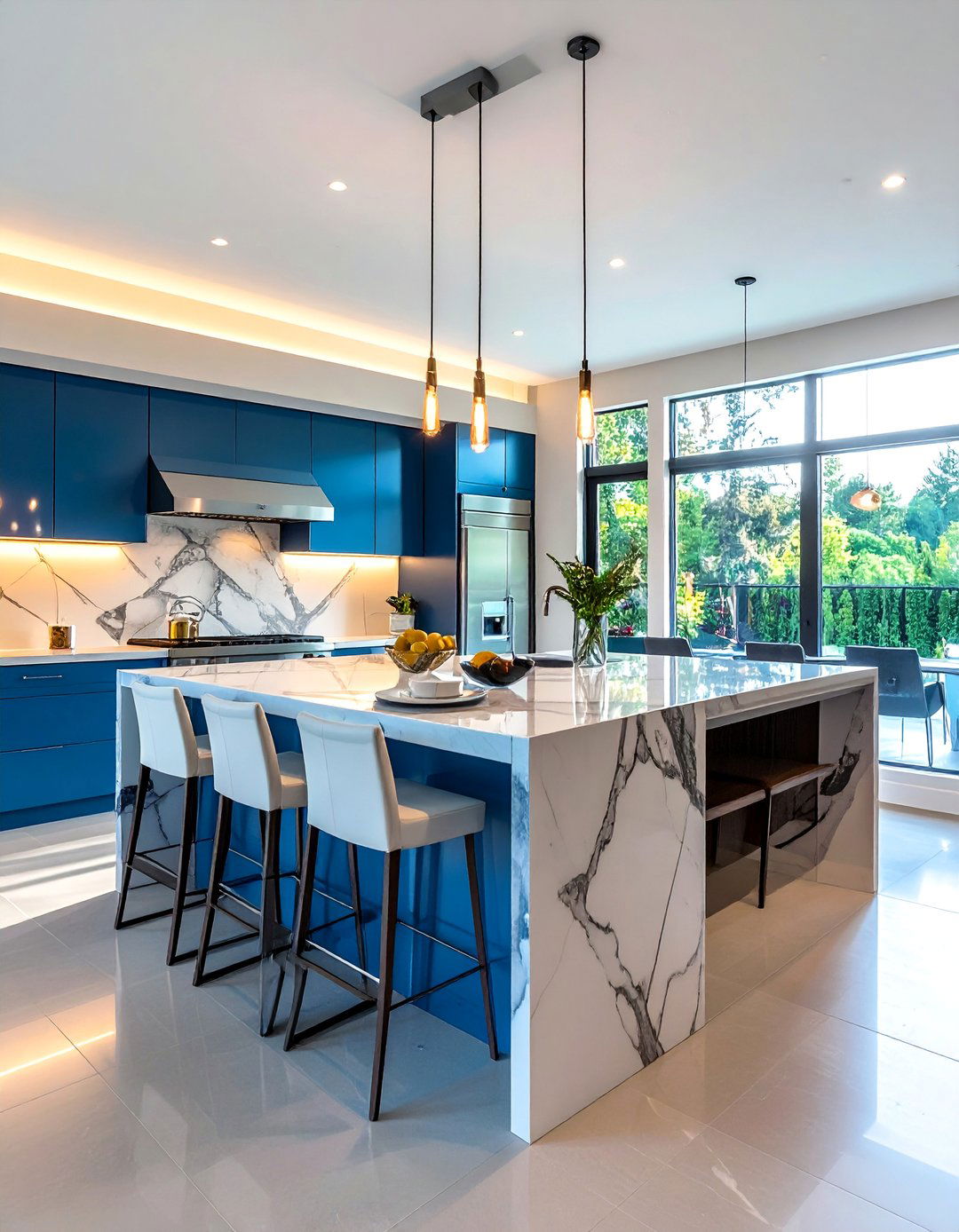 Two Sided Symmetrical Waterfall - 15 Waterfall Kitchen Island Ideas for Modern Homes