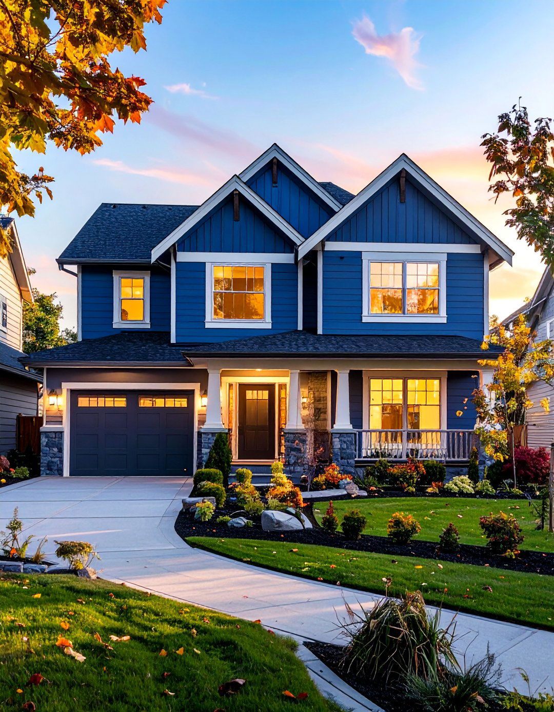 Two Tone Blue Exterior Siding Scheme - 30 Blue Exterior House Paint Ideas for Curb Appeal
