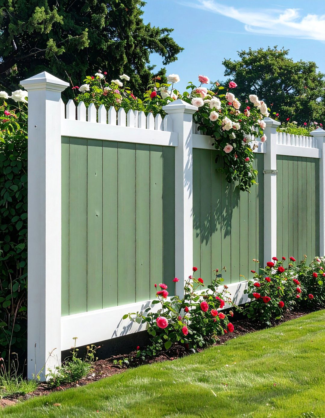 Two Tone Horizontal Fence Painting - 20 Fence Painting Ideas to Transform Your Outdoor Space