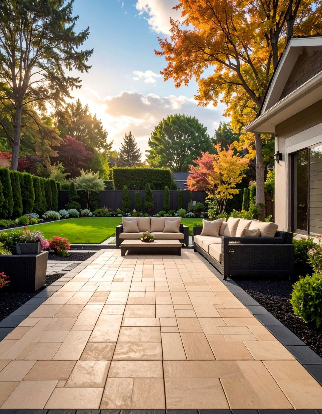 Two Tone Paver Patio with Borders - 40 Beautiful Paver Patio Ideas for Outdoor Living