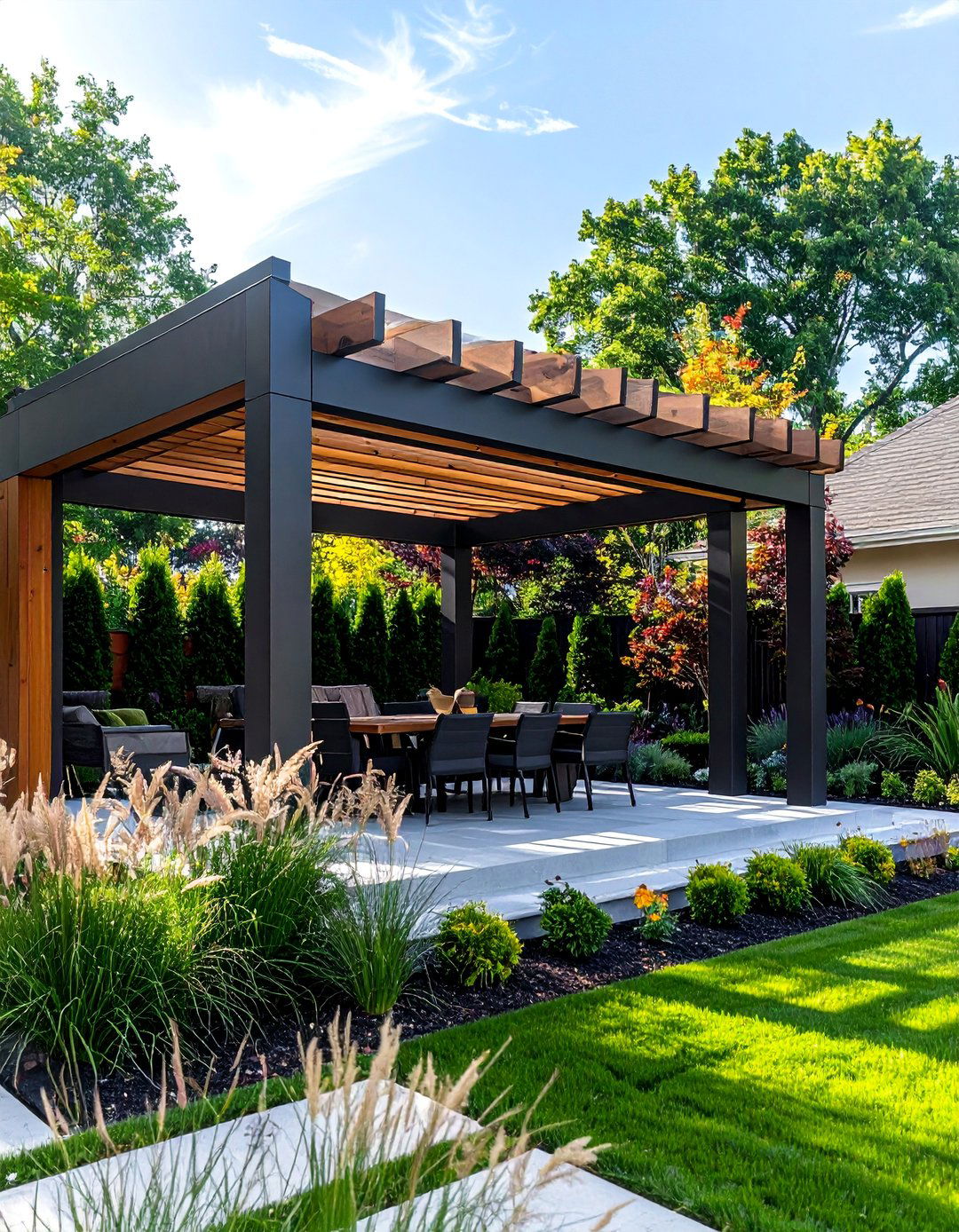 Two Tone Pergola Design - 20 Modern Pergola Ideas for a Stunning Outdoor Space