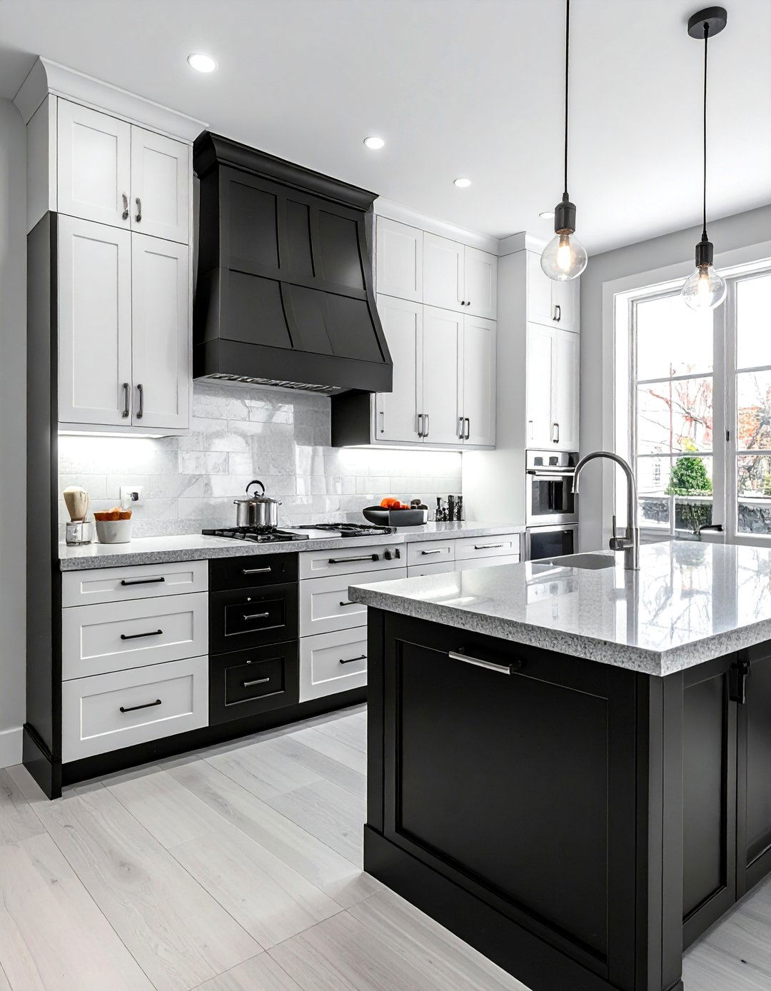 Two Tone White Upper and Black Lower Kitchen Cabinets - 40 Kitchen Cabinet Color Ideas to Refresh Your Space