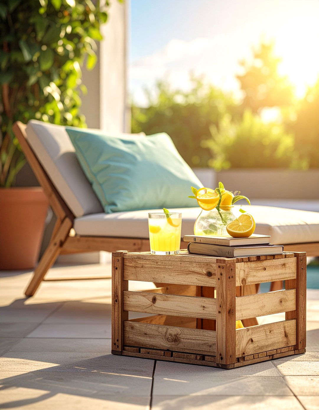 Upcycled Wooden Crate Side Tables - 40 Small Patio Ideas on a Budget for Cozy Outdoor Living
