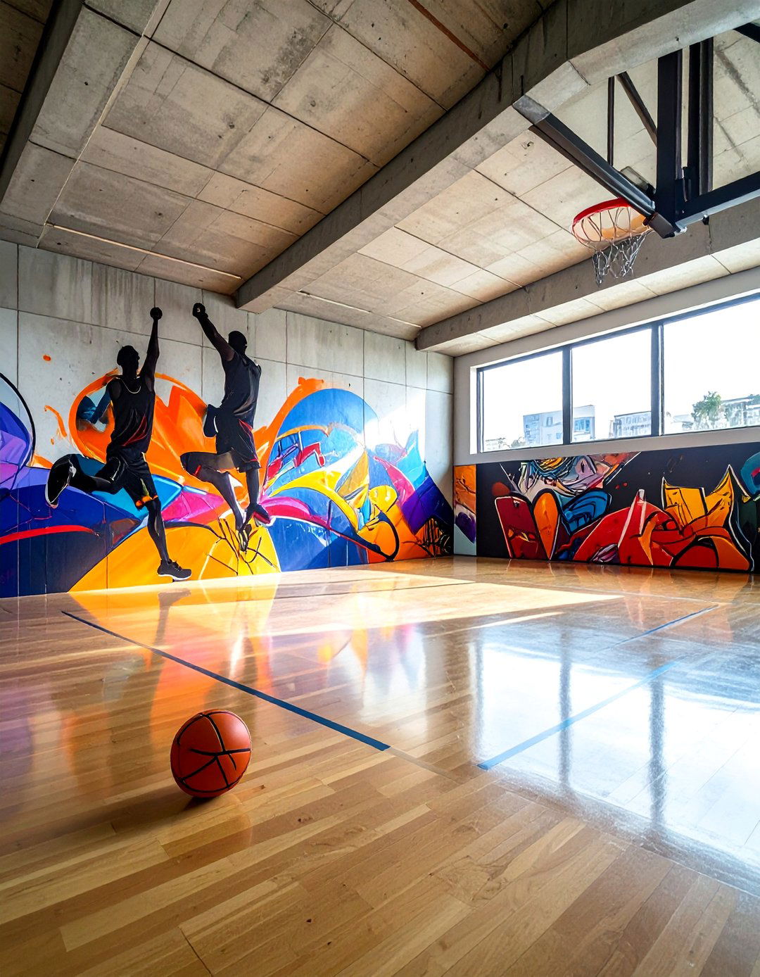 Urban Basketball Graffiti Wall - 25 Basketball Room Decor Ideas for Sports Enthusiasts