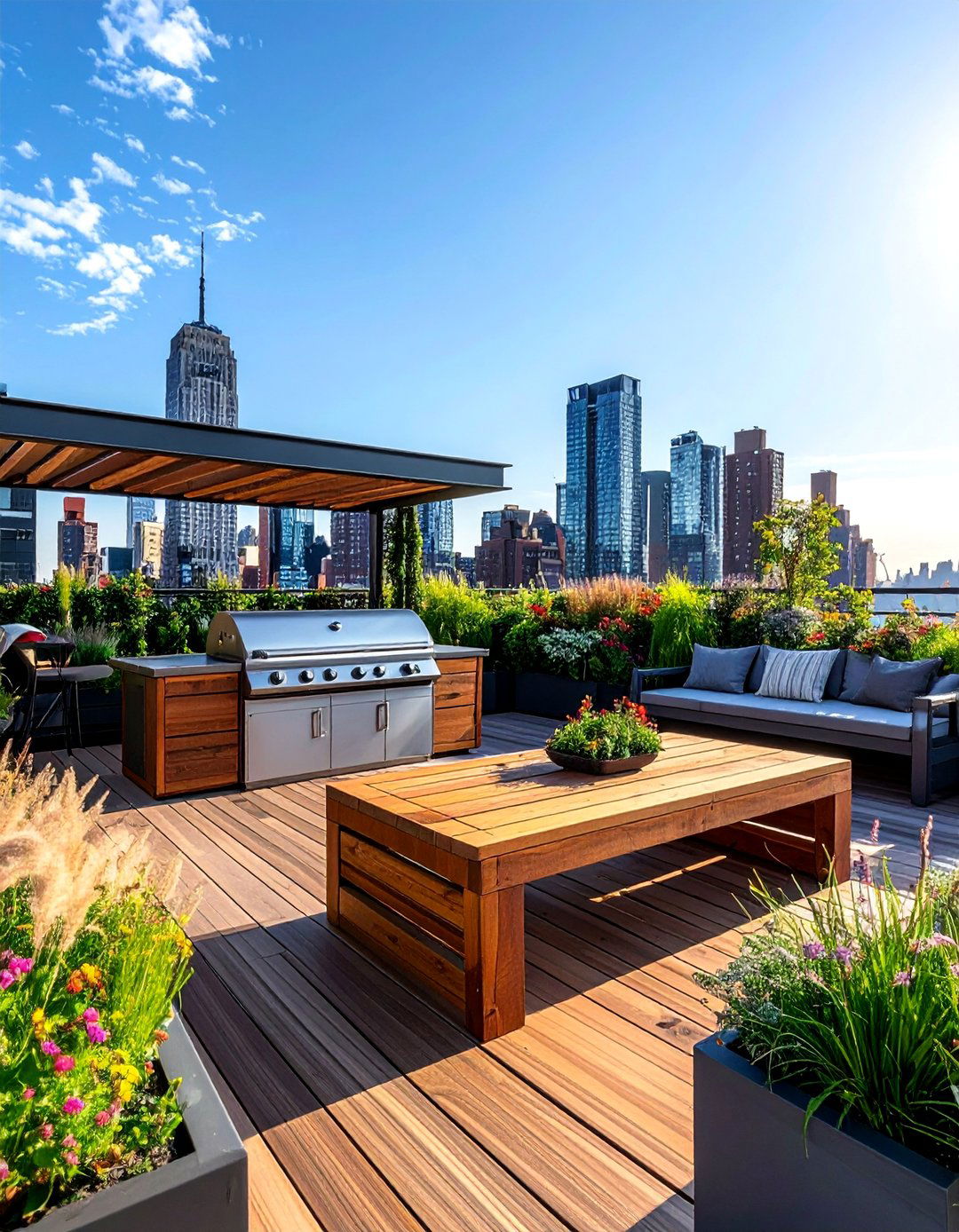 Urban Rooftop BBQ Garden - 40 Amazing BBQ Area Ideas for Outdoor Living